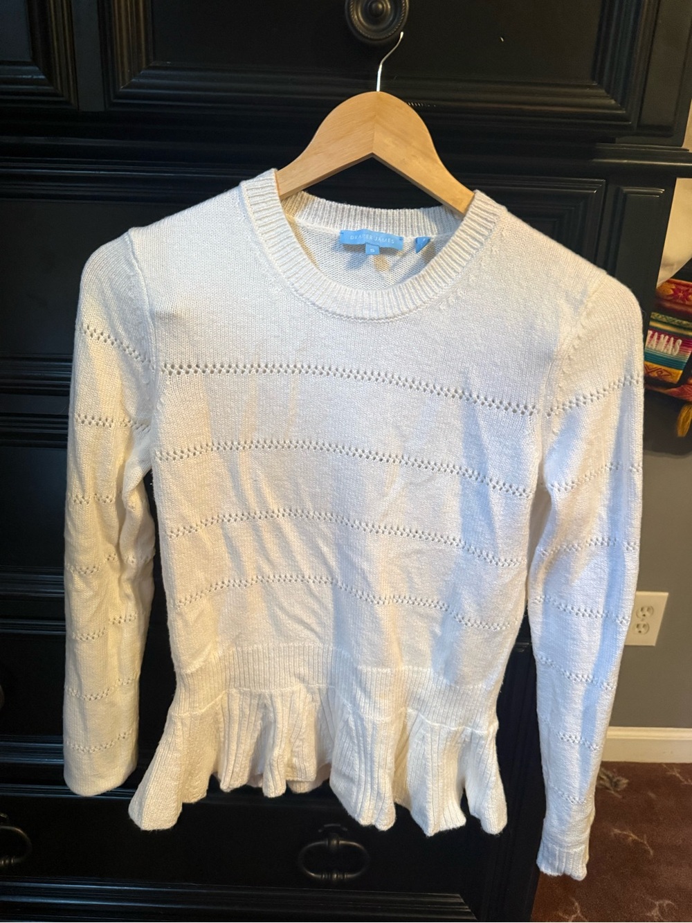 Draper James Ivory Knit Peplum Pullover